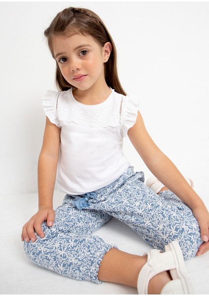 Kız Çocuk Nakışlı Bluz Beyaz 3074