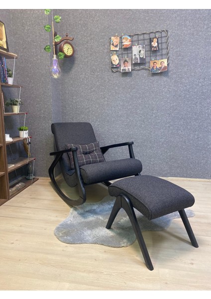 Ekol Siyah Antrasit Ahşap Sallanan Sandalye Dinlenme Emzirme Baba Tv Okuma Uzanma Koltuğu Berjer modelleri