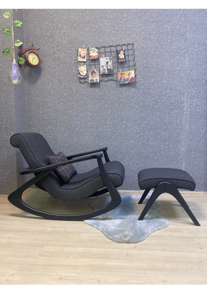 Ekol Siyah Antrasit Ahşap Sallanan Sandalye Dinlenme Emzirme Baba Tv Okuma Uzanma Koltuğu Berjer fırsatları