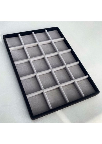 Yerli Üretim Süet Kumaş İki Renkli 34/24 cm 20 Bölmeli Çekmece İci Takı Standı