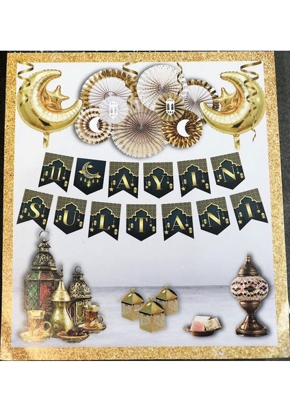 11 Ayın Sultanı Yazılı Zikzak Banner Yazı Tavan Duvar Süsleri 2 Metre Hoşgeldin Ramazan Süsü