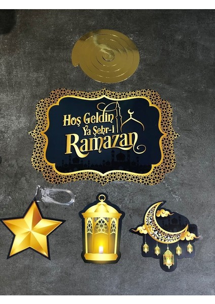 Hoşgeldin Ya Şehr-I Ramazan Yazılı Asmalı Tavan Sarkıt Süsü Ramazan Bayramı 130X33 cm Islami Süs