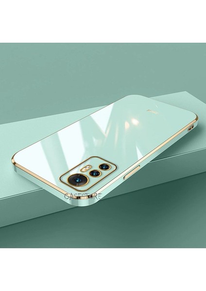 MTK Moveteck Xiaomi Mi 12T Pro Uyumlu Kılıf Kamera Korumalı Parlak Gold Kenarlı Yumuşak Silikon Kapak Altın Işlemeli Detay Renkli Telefon Rengi Göstermez