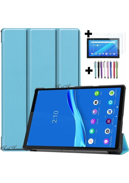 Lenovo Tab M10 Plus TB-125F - TB-128F 3. Jenerasyon Tablet Kılıfı Ekran Koruyucu ve Dokunmatik Kalem Set Tam Kaplar Zırh 3in1