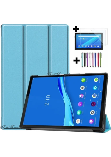 MTK Moveteck Lenovo Tab M10 Plus TB-125F - TB-128F 3. Jenerasyon Tablet Kılıfı Ekran Koruyucu ve Dokunmatik Kalem Set Tam Kaplar Zırh 3in1