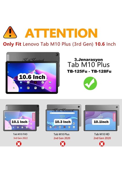 Lenovo Tab M10 Plus TB-125F - TB-128F 3. Jenerasyon Tablet Kılıfı Ekran Koruyucu ve Dokunmatik Kalem Set Tam Kaplar Zırh 3in1