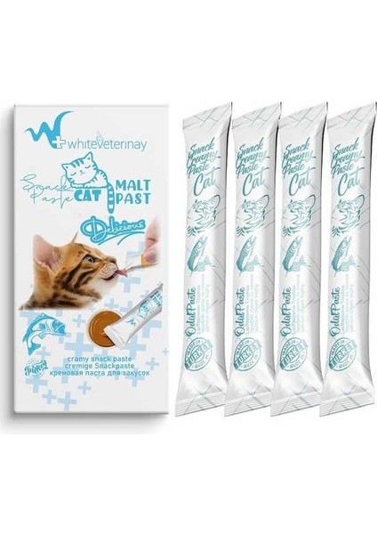 Whiteveterinay Cat Cream Fish Snack Paste 4X15 gr ( Kediler Için Balıklı Sıvı Ödül Maması )