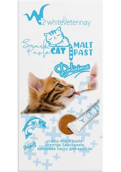 Whiteveterinay Cat Cream Fish Snack Paste 4X15 gr ( Kediler Için Balıklı Sıvı Ödül Maması )