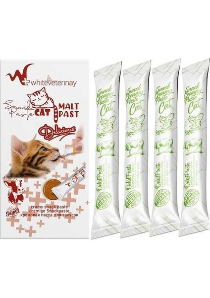 Whiteveterinay Cat Cream Beef Snack Paste 4X15 gr ( Kediler Için Biftekli Sıvı Ödül Maması )