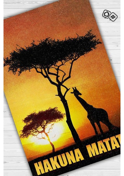 Hakuna Matata Tabanlı Yıkanabilir Kaymaz Manzara Halısı