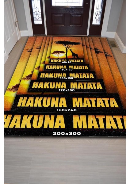 Hakuna Matata Tabanlı Yıkanabilir Kaymaz Manzara Halısı
