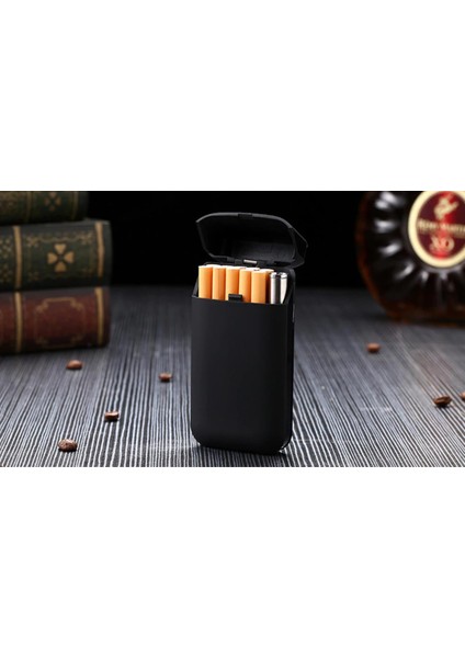 Sigara Kutusu ve USB Şarjlı Çakmak Siyah