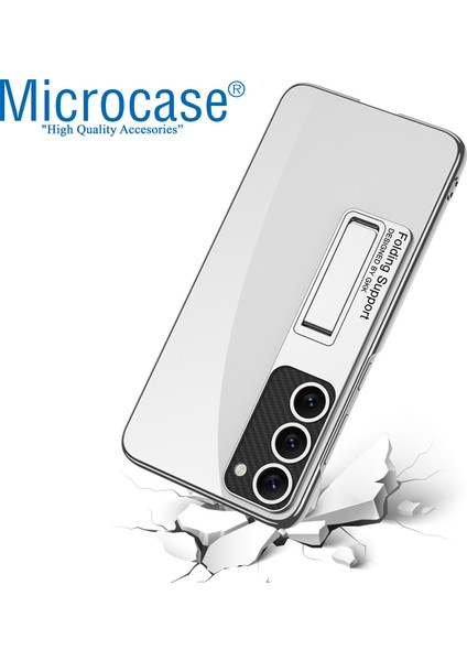 Samsung Galaxy S23 Plus ile Uyumlu Standlı Kristal Sert Plastik Kılıf - AL3564