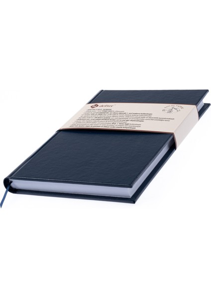 Eskiz Defteri - %100 El Yapımı, El Dikişi (Iplik Dikiş) Termo Deri Ciltleme, Çizgisiz Ciltli Defter A/5 Lacivert