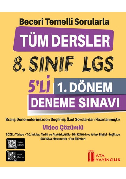 8. Sınıf LGS 5'li 1. Dönem Deneme Sınavı