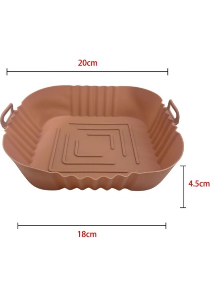 Buffer® Renkli Isıya Dayanıklı Yıkanılabilir Silikon Fırın ve Airfryer Kare Model Pişirme Matı 20 cm