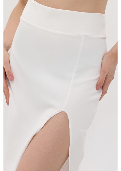 Kadın Crop Etek Takım Beyaz Renk