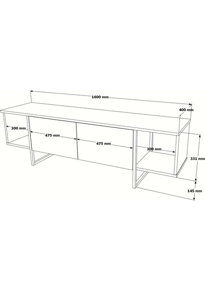 Atlantis Metal Tv Ünitesi Kapaklı 160CM Atlantik Çam