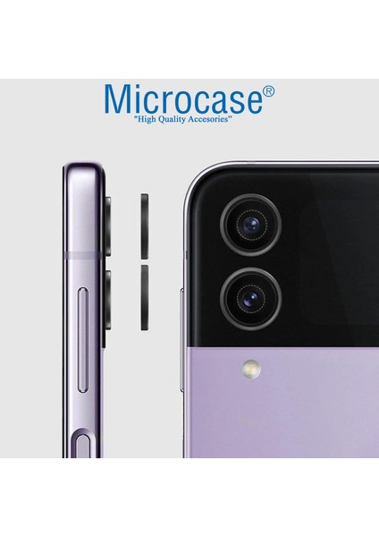 Samsung Galaxy Z Flip4 Kamera Camı Lens Koruyucu Halka Set - Siyah AL3129