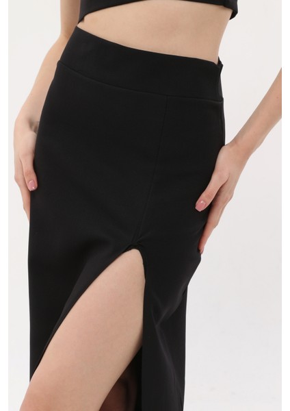 Kadın Crop Etek Takım Siyah Renk indirimleri