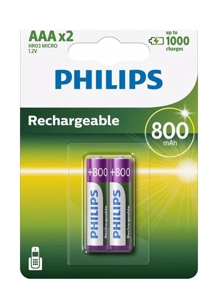 2li Şarj Edilebilir AAA İnce Pil 800mah