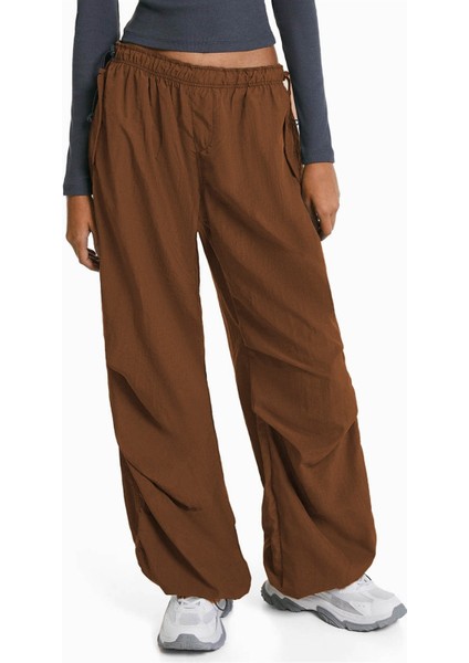 Kahverengi Paraşüt Jogger Kadın Pantolon MG1726