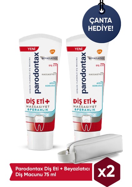 Diş Eti + Diş Macunu 75 ml x 2 Adet Çanta Hediye