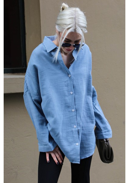 Mavi Muslin Kumaş Basic Kadın Gömlek MG1660 fırsatları