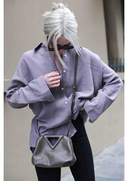 Füme Muslin Kumaş Basic Kadın Gömlek MG1660 modelleri