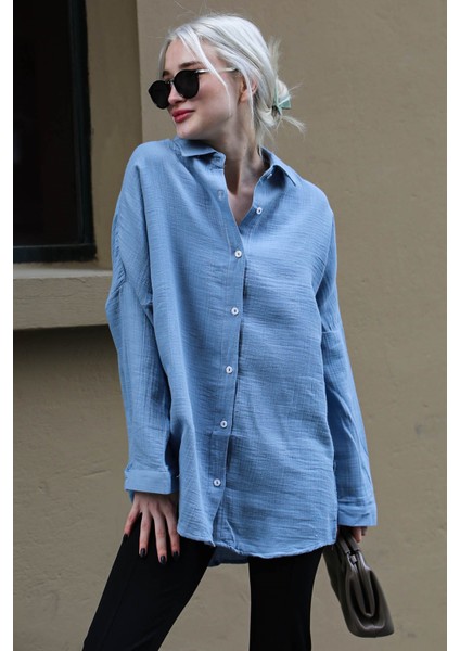 Mavi Muslin Kumaş Basic Kadın Gömlek MG1660 indirimleri