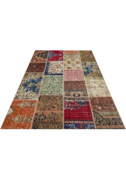 Patchwork Kahverengi Patchwork Yün ve Pamuk El Dokuma Oda Salon Halısı fiyatları