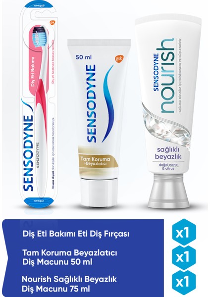 Nourish 75 ml Diş Macunu + Diş Macunu 50 ml + Diş Eti Bakım Diş Fırçası
