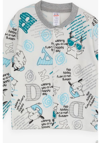 Erkek Bebek Pijama Takımı Yazı Desenli 4 Ay-1 Yaş, Ekru