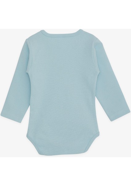 Erkek Bebek Çıtçıtlı Zıbın Body Ayıcık Baskılı 9 Ay-3 Yaş, Bebe Mavisi