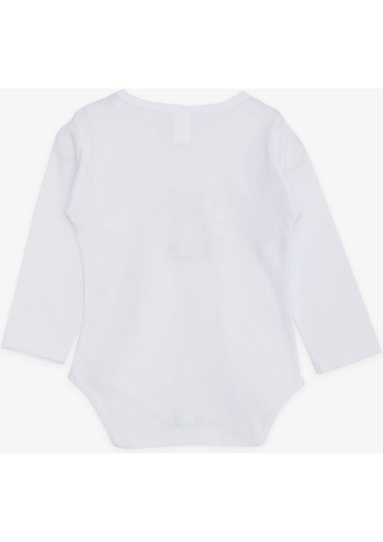 Erkek Bebek Çıtçıtlı Zıbın Body Gözlüklü Ayıcık Baskılı 9 Ay-3 Yaş, Beyaz fiyatları