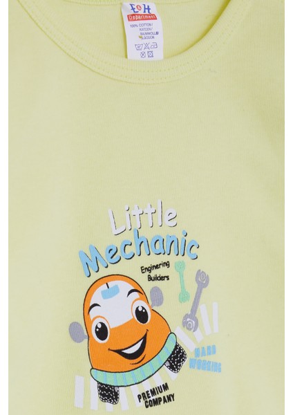 Erkek Bebek Çıtçıtlı Body Küçüktamirci 9 Ay-3 Yaş, Fıstık Yeşili