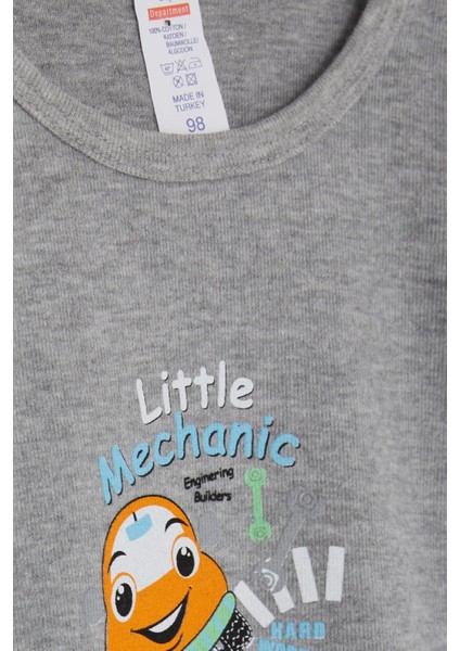 Erkek Bebek Çıtçıtlı Body Küçük Tamirci 9 Ay-3 Yaş, Koyu Gri Melanj modelleri