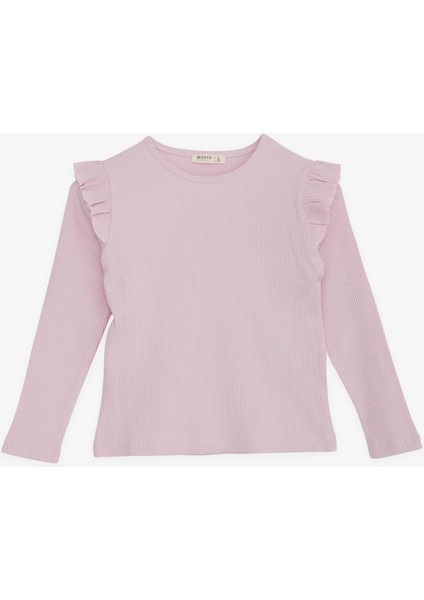 Kız Çocuk Uzun Kollu Bluz Fırfırlı 8-14 Yaş, Pembe