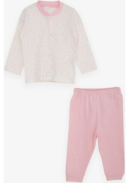 Kız Bebek Pijama Takımı Yaprak Desenli 4 Ay-1 Yaş, Ekru