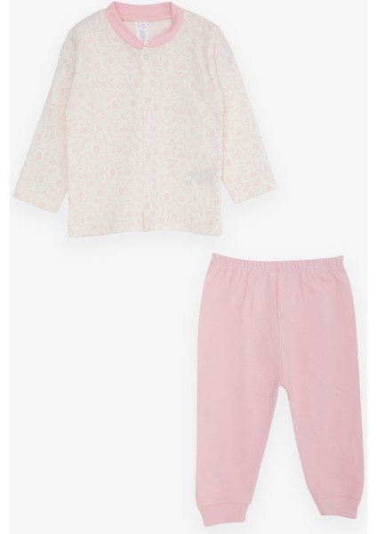 Kız Bebek Pijama Takımı Yaprak Desenli 4 Ay-1 Yaş, Ekru