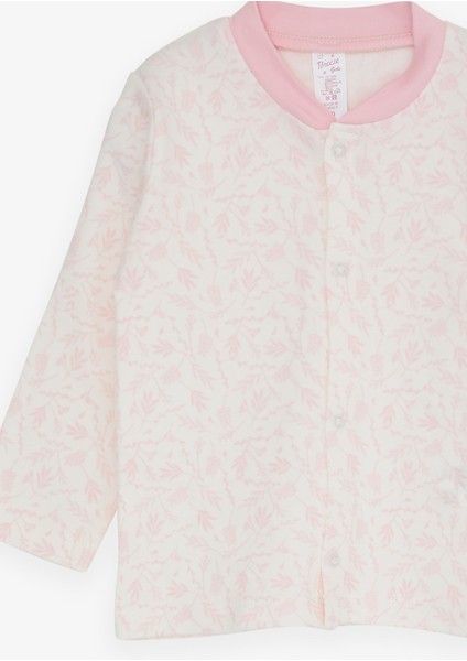 Kız Bebek Pijama Takımı Yaprak Desenli 4 Ay-1 Yaş, Ekru