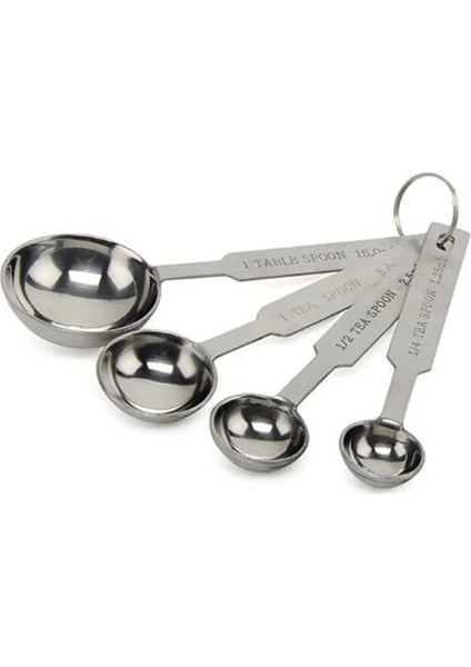 Minik Ölçü Kaşıkları Ölçek Seti 4'lü Metal Set