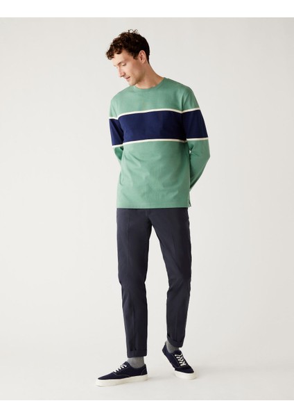 Regular Fit Hafif Dokulu Chino Pantolon