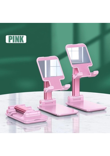Pembe Aynalı Cep Telefonu Sabitleyici Stand Katlanabilir Ayarlanabilir Telefon Standı Masaüstü Model Aynalı Telefon Tutucu modelleri