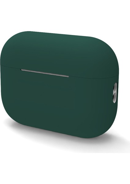 Apple Airpods Pro 2 Kılıf Mat Orj Kancalı Silikon + Ip SF20 Koyu Yeşil