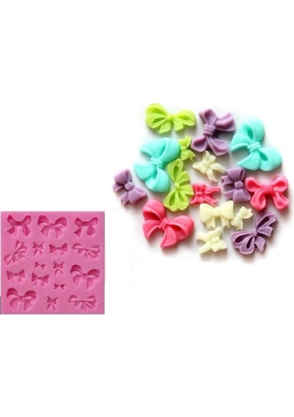 Tek Kalıpta 16 Minyatür Kurdele Fiyonk Silikon Kalıp K-471 modelleri