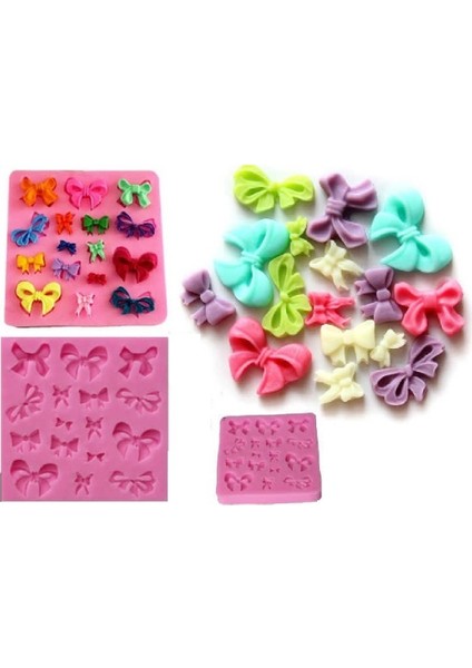Tek Kalıpta 16 Minyatür Kurdele Fiyonk Silikon Kalıp K-471 indirimleri