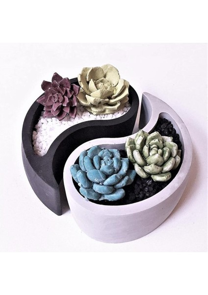 Yin Yang Saksı Mumluk Silikon Kalıp K-487