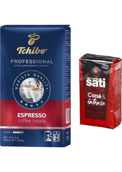 Profesional Espresso Çekirdek Kahve 1kg+Les Cafes Sati Corsé & Intense 250GR