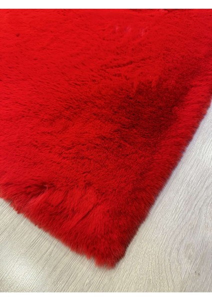 Allstar Carpet Modern Tavşan Tüyü Yumuşacık Tüy Dökmez Peluş Halı Kırmızı